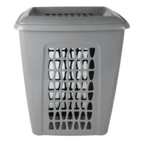 Корзина для белья 45 литров с крышкой, перламутрово-белая ПОЛИТЕХ