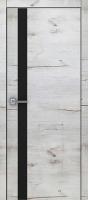 Дверь межкомнатная КАРДА R-2 700 2000 Дуб Арктика черная кромка стекло черное