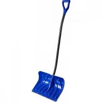 Лопата снеговая пластик. 500 мм, стальная планка, эргономичный алюмин.черенок, V-ручка ЗУБР СИБИРЬ