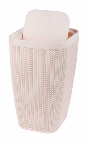 Контейнер для мусора 10л.  Вязаное плетение  (бежевый)