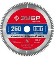 Диск пильный по алюминию 255*32/30 мм, 100Т Универсальный рез // ЗУБР