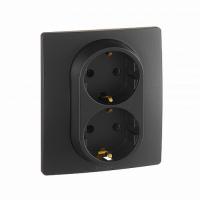Розетка 2-м. СП ETIKA с/з винт в сборе антрацит Leg 672623