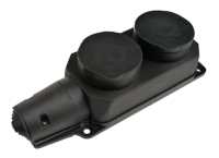 Розетка двойная с заземлением каучук с заглушками 16А IP44 черная 9322 IN HOME