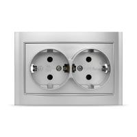 Розетка  2-м. СП "БРИЛЛИАНТ" 16А с/з серебр.