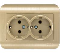 Розетка 2-м. СП LUXAR Deco с з к шампань с рифленой рамкой, 250В 16А (10.037.05)