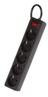 Удлинитель с сетевым фильтром ПВС 3 0,75 5 роз. 1,8 м 10A 2200W ЧЕРНЫЙ, земля, выкл. (SBSP-18-K)