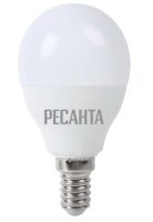 Лампа светодиодная LL-R-G45-7W-230-3K-E14 (шар, 7Вт, теплый., Е14) РЕСАНТА