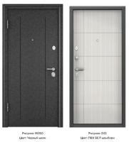 Дверь входная метал.  TOREX  DELTA -100 MP 860 2050 L (Черн.шелк  ПВХ Бел шамбори D23)