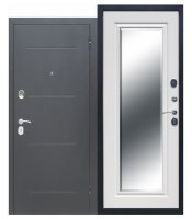 Дверь входная метал. FERRONI 7,5 ГАРДА MP 860*2050 L (Серебро/МДФ Бел яс,зерк,2 замка,75 мм)