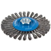 Щетка дисковая для дрели, резьба М14 (плетеные пучки стальной проволки 0,5мм) 125мм