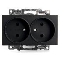 Розетка 2-м. СП STEKKER Катрин мех. 250В 16А б з с защитной шторкой черный GLS16-7113-05