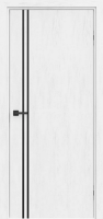 Дверь межкомнатная КАРДА R-5 600*2000 Ясень белый с черной кромкой  черный молдинг вертикальный
