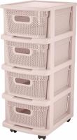 Комод Keeplex Ajur с корзинами на колесиках 4-х сек. компакт 37х30х69см бежевый топаз KL379622005