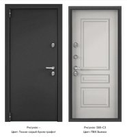 Дверь входная метал. TOREX SNEGIR PRO MP 880*2050 L (Т-серое букл граф/ПВХ Бьянко S60-C3 )