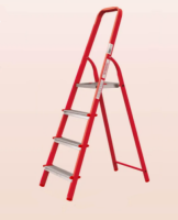 Стремянка стальная 4 ступ. вес 5,8кг, раб.высота 2,81м,грузоподъемность 150 кг КРАСНАЯ Новая высота