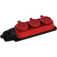 Колодка каучук. на 3 роз. с з красная К-3е-RED-IP44 ЭРА
