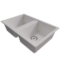 Мойка ML-GM23 2-х секц. с отверстием под смеситель, ультра-белая (341) 770 500 190 мм MIXLINE