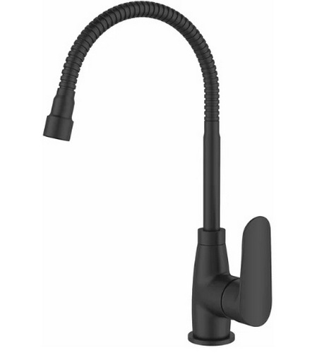 ,Смеситель для кухни с гибким изливом и душевой насадкой, черный матовый, Meal, Milardo, M07BL2FM05
