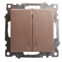 Выключатель 2-кл. СП STEKKER Катрин мех. с индикатором 250В 10А шампань GLS10-7102-02