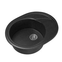 Мойка ML-GM17 овальная с крылом, черная (308), 465 570 180мм