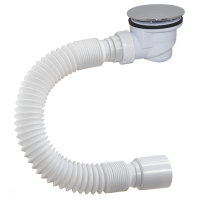 Сифон для душ. поддона ОРИО 1 1 2х60, высота h 71мм, пластик хром, с гибк. труб.40-50 DX-602