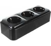 Розетка 3-ая с з черный ОП 16А, 220В Пралеска (РА16-265Ч)