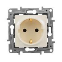 Розетка 1м СП ETIKA с заземл. винт. слон. кость 672321