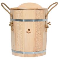Запарник 10 л. «Цветочный орнамент» с крышкой, липа,  Банные штучки  в кор