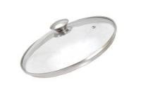 Крышка стеклянная 240 мм с ободком и ручкой из нерж. стали с24т112
