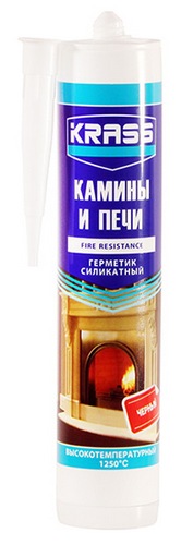 Герметик KRASS для каминов и печей 1250С силикатный Черный 300мл.