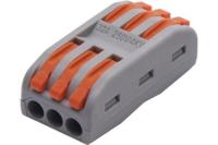 Клеммная колодка СМК с рычагом проход. LD222-423 3 полюса 6х(0,08-4мм2) 250V 32A лат/сталь 3 STEKKER