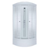 Душевая кабина Стандарт -ДН4 стекло ПОЛОСЫ. 90*90 сред. поддон