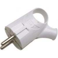 Вилка угловая евро с з белая с ушком 16А 250В А112