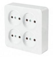 Розетка 4-м. ОП STEKKER София б з квадрат, 250В, 10А, IP20, белый, MST10-14S-01