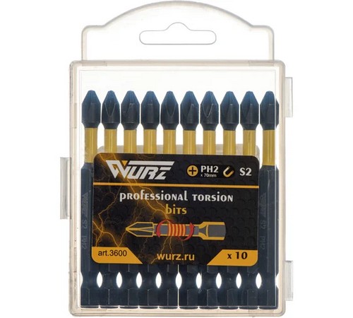 Бита Крестообразная PH2*70мм торсионная Wurz