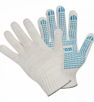 Перчатки х/б вязаные, с ПВХ точкой,52г, 10класс, БЕЛЫЕ (PHB5N) //Fiberon
