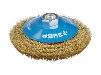 Щетка коническая для дрели,витая латунир.стальная проволока 0,3мм,125мм