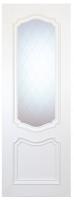 Дверное полотно Лирика ПВХ белое дерево 700 2000 стекло с худлжественным рисунком