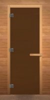 Дверь стеклянная (стекло бронза матовое 8 мм, 3 петли) 1900*700 коробка ольха Doorwood
