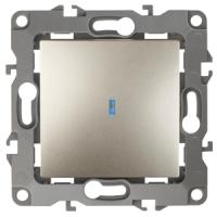 Выключатель 1-кл. СП ЭРА 12 с подсветкой, 10АХ-250В, IP20,  шампань12-1102-04