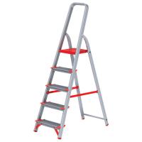 ,Стремянка стальная 5 ступ. вес 6,9кг, раб.высота 3,03м,грузоподъемность 150 кг КРАСНАЯ Новая высота