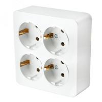 Розетка 4-м. ОП STEKKER София с з квадрат, 250В, 16А, IP20, белый, MST16-14S-01