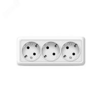 Розетка 3-м ОП  ОЛИМП  16А с з белая
