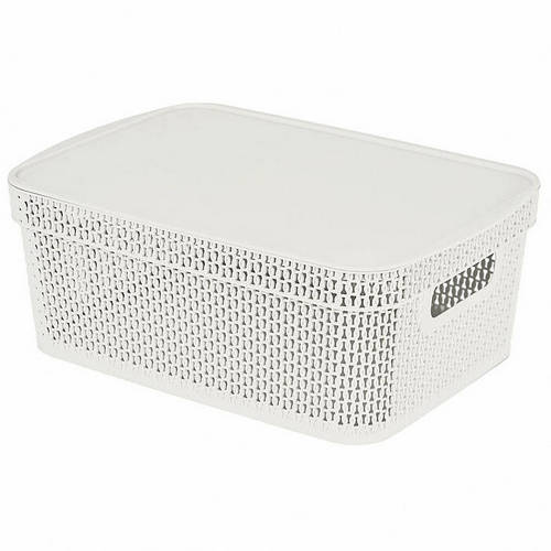 Корзина для хранения 38 27 14,3см с крышкой 11л Keeplex Ajur белое облако