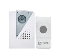 Звонок беспроводной ЗБ-7 32 мелодии 120м с кнопкой IP44 бело-серый IN HOME