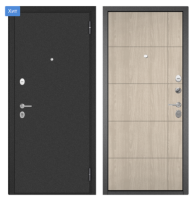 Дверь входная метал. МАСТИНО FAMILY ECO MP 960 2050 R ( Букле антрацит Ясень ривьера Айс 1 )