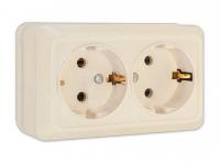 Розетка 2-м ОП "ОЛИМП" 16А с/з бежевая (Б-О0128)