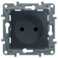 Розетка 1м СП ETIKA с заземл. со шторками винт. зажимы антрацит