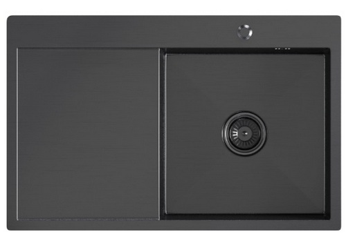 .Мойка настол.монтаж 78х50 (3,0) прав. вып 3 1 2  MIXLINE PRO 20см с сифоном (черный графит)