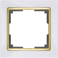 Рамка на 1 пост WL03-Frame-01-white-GD/ (белый/золото)